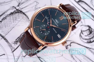 Swiss Replica IWC Portofino Watch Blue Dial Rose Gold Case